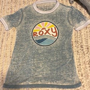Roxy Ocean Blue Kids Tee with White Accents